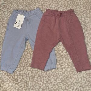 12-18mo Zara Girls Sweatpants in Light Blue and Mauve